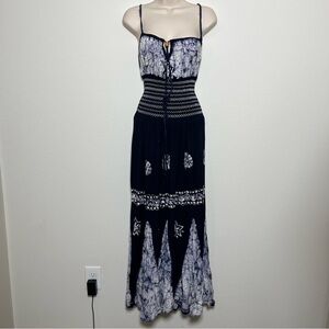 Women Fairy Grunge Maxi Dress One Size Blue Milkmaid Whymsigoth Cottagecore Blue